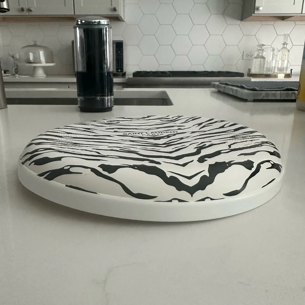 Saint Laurent Zebra Frisbee in Black and White - Picture 2 of 4